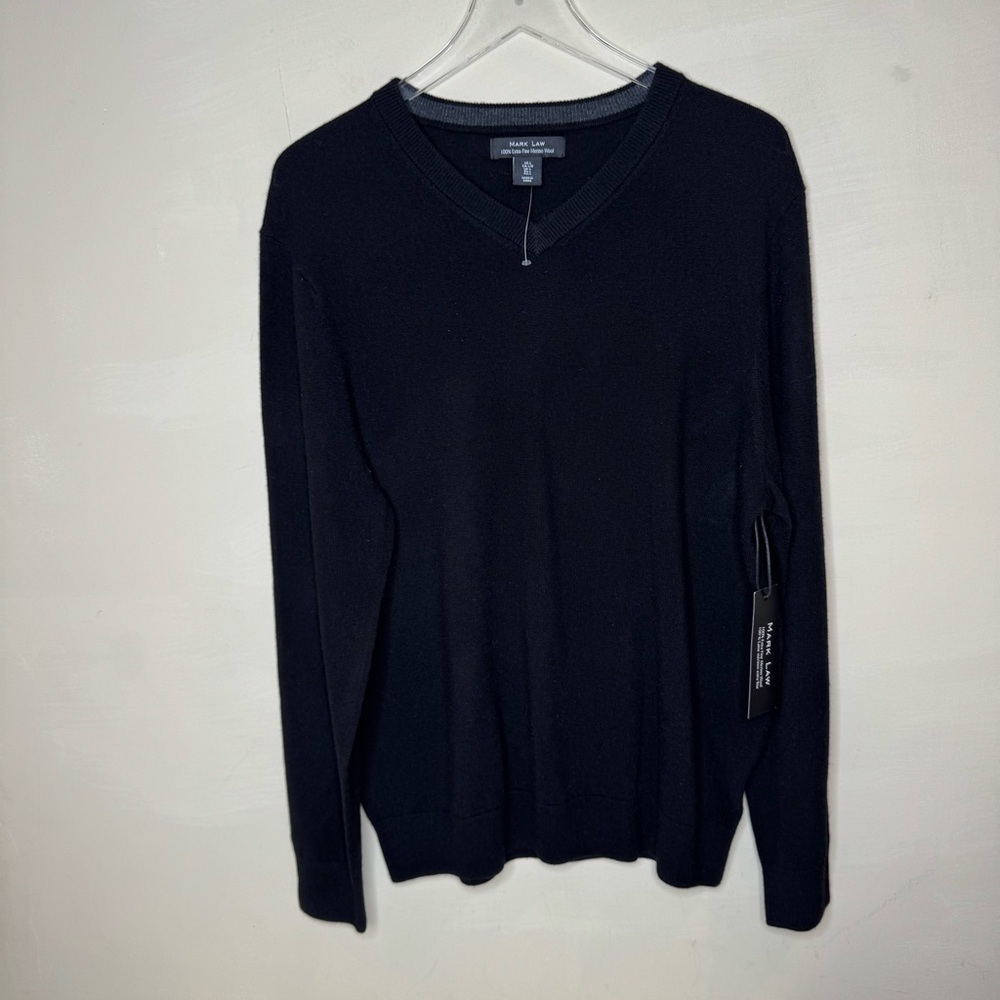 Mark Law v neck sweater 100% merino wool size large